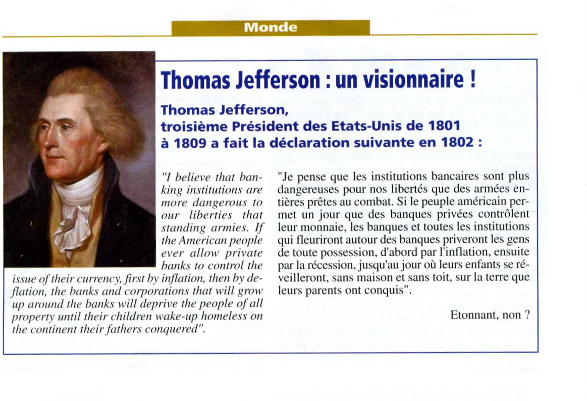 Thomas Jefferson ...  Mémoire...