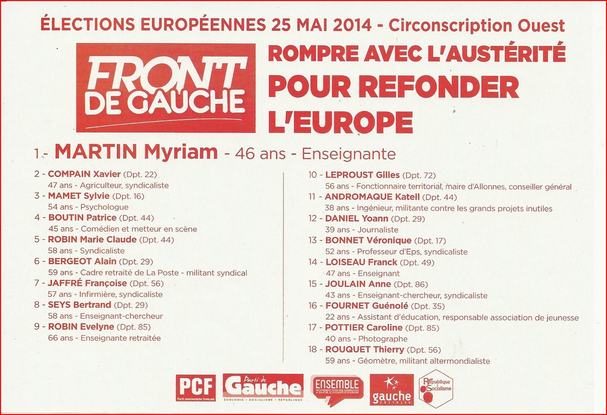 Elections européennes 2014 - Dimanche 25 mai 2014